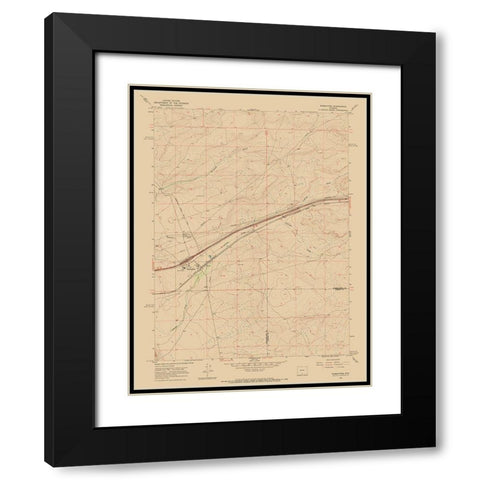 Wamsutter Wyoming Quad - USGS 1966 Black Modern Wood Framed Art Print with Double Matting by USGS