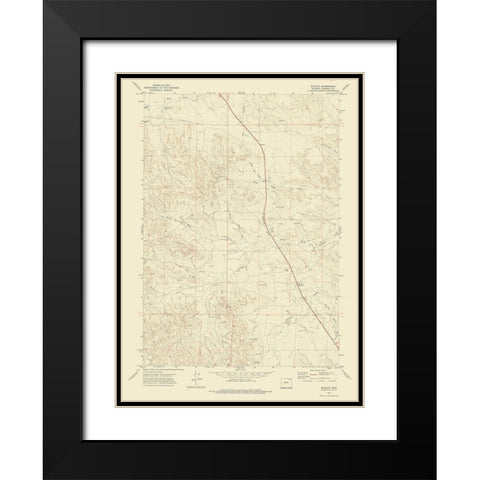 Wildcat Wyoming Quad - USGS 1971 Black Modern Wood Framed Art Print with Double Matting by USGS