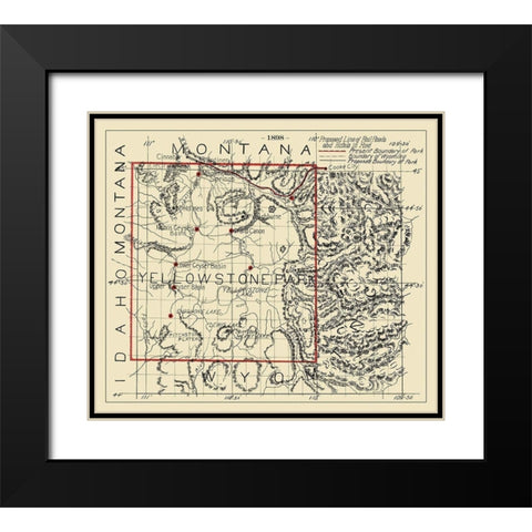 Yellowstone Proposed Hotel, Railroads - 1898 Black Modern Wood Framed Art Print with Double Matting by Unknown