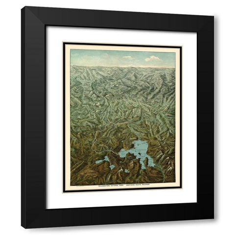 Yellowstone Park Northern Pacific Railroad Wyoming Black Modern Wood Framed Art Print with Double Matting by Fee