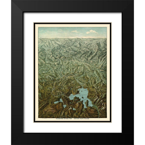 Yellowstone Park Northern Pacific Railroad Wyoming Black Modern Wood Framed Art Print with Double Matting by Fee