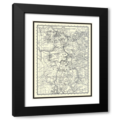 Yellowstone National Park, Wyoming - Brown 1895 Black Modern Wood Framed Art Print with Double Matting by Brown