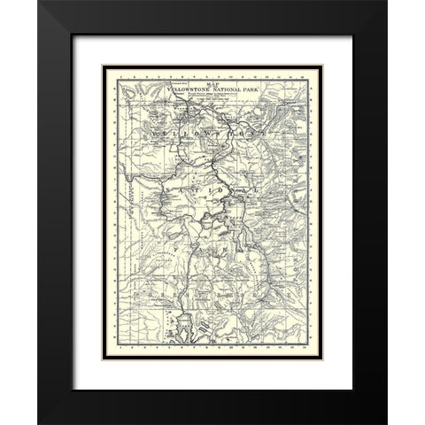 Yellowstone National Park, Wyoming - Brown 1895 Black Modern Wood Framed Art Print with Double Matting by Brown