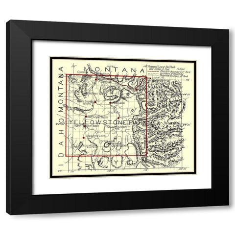 Yellowstone National Park - 1900 Black Modern Wood Framed Art Print with Double Matting by Unknown