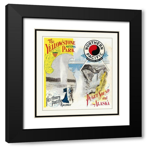 Northern Pacific Yellowstone Cover - Poole 1898 Black Modern Wood Framed Art Print with Double Matting by Poole