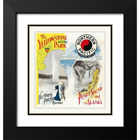 Northern Pacific Yellowstone Cover - Poole 1898 Black Modern Wood Framed Art Print with Double Matting by Poole