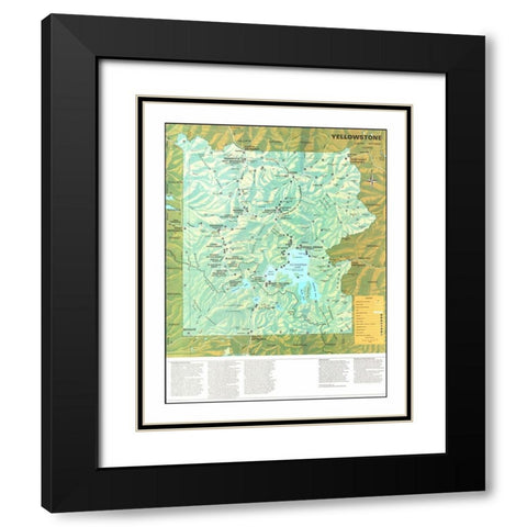 Yellowstone National Park - US Park Services 1972 Black Modern Wood Framed Art Print with Double Matting by Park Services
