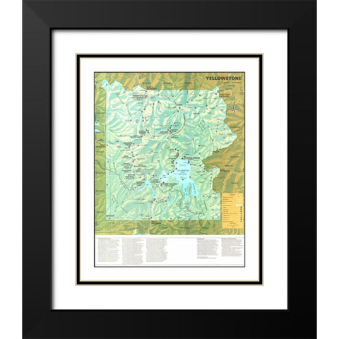 Yellowstone National Park - US Park Services 1972 Black Modern Wood Framed Art Print with Double Matting by Park Services