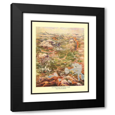 Yellowstone Park Short Line Railroad Wyoming Black Modern Wood Framed Art Print with Double Matting by Poole