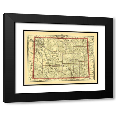 Wyoming - Cram 1895 Black Modern Wood Framed Art Print with Double Matting by Cram