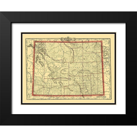 Wyoming - Cram 1895 Black Modern Wood Framed Art Print with Double Matting by Cram