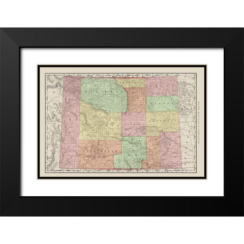 Wyoming - Rand McNally 1903 Black Modern Wood Framed Art Print with Double Matting by Rand McNally
