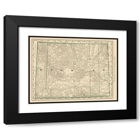Wyoming - Rand McNally 1879 Black Modern Wood Framed Art Print with Double Matting by Rand McNally