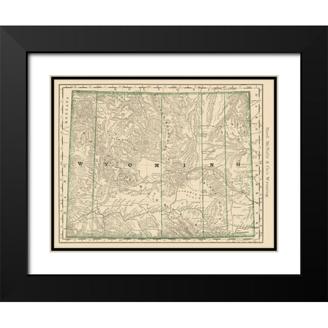 Wyoming - Rand McNally 1879 Black Modern Wood Framed Art Print with Double Matting by Rand McNally