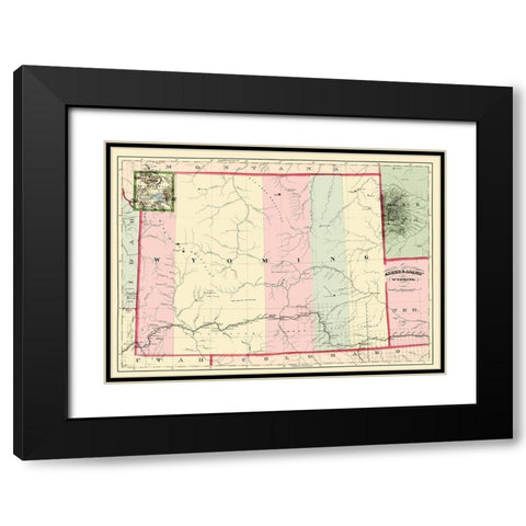 Wyoming - Asher  1874 Black Modern Wood Framed Art Print with Double Matting by Asher