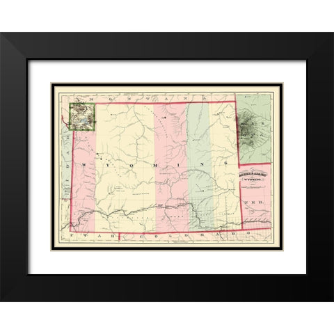 Wyoming - Asher  1874 Black Modern Wood Framed Art Print with Double Matting by Asher