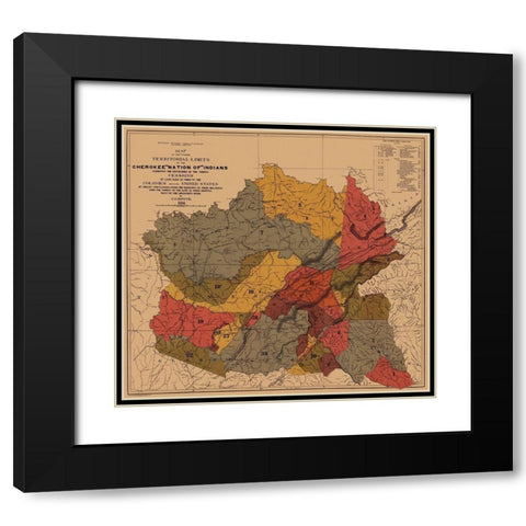 Cherokee Nation of Indians, Colonies, Mississippi Black Modern Wood Framed Art Print with Double Matting by Royce