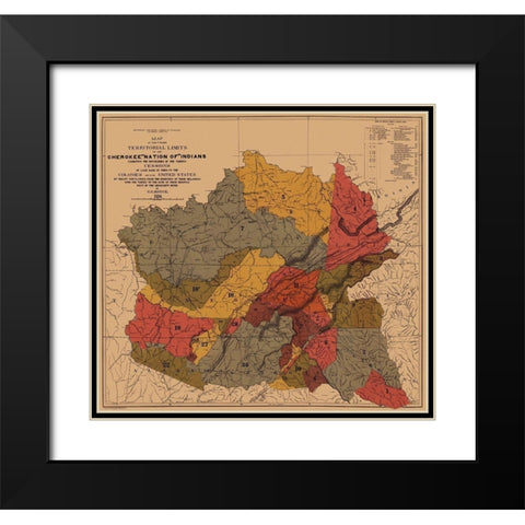 Cherokee Nation of Indians, Colonies, Mississippi Black Modern Wood Framed Art Print with Double Matting by Royce