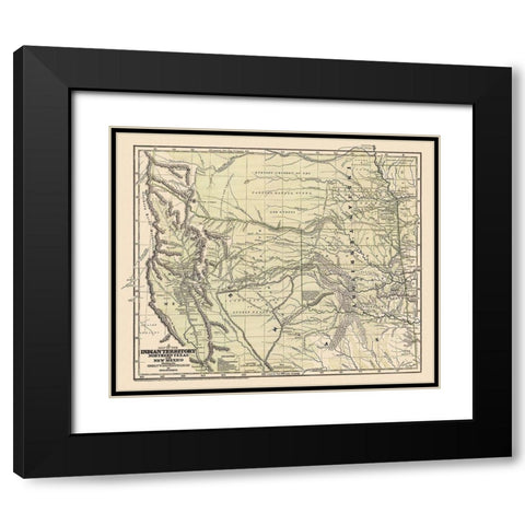 Indian Territory, Texas, New Mexico - 1844 Black Modern Wood Framed Art Print with Double Matting by Gregg