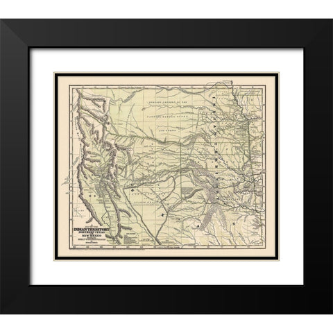 Indian Territory, Texas, New Mexico - 1844 Black Modern Wood Framed Art Print with Double Matting by Gregg