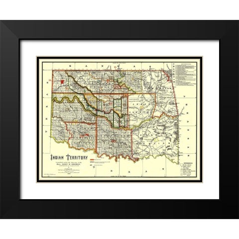 Indian Territory, Texas, Oklahoma - Oberly 1889 Black Modern Wood Framed Art Print with Double Matting by Oberly