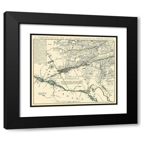 Northern Department of America - Covens 1780 Black Modern Wood Framed Art Print with Double Matting by Covens
