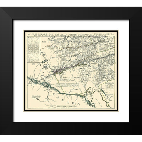 Northern Department of America - Covens 1780 Black Modern Wood Framed Art Print with Double Matting by Covens