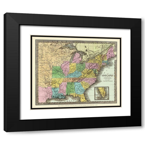 United States - Burr 1833 Black Modern Wood Framed Art Print with Double Matting by Burr
