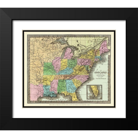 United States - Burr 1833 Black Modern Wood Framed Art Print with Double Matting by Burr