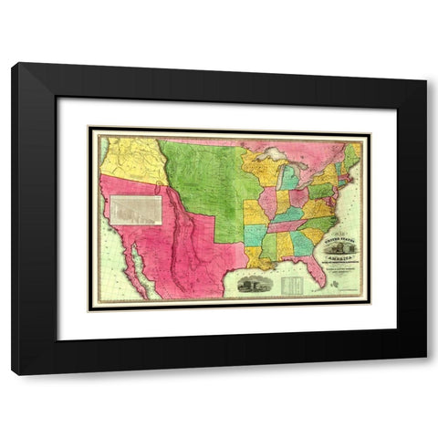 United States, Territories, Districts - Barber Black Modern Wood Framed Art Print with Double Matting by Barber