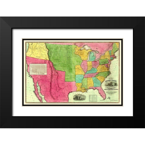 United States, Territories, Districts - Barber Black Modern Wood Framed Art Print with Double Matting by Barber