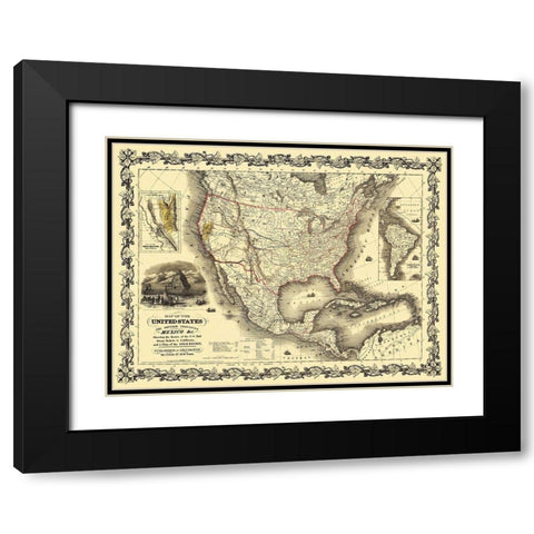 United States, Mexico - Colton 1849 Black Modern Wood Framed Art Print with Double Matting by Colton
