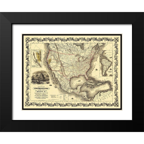 United States, Mexico - Colton 1849 Black Modern Wood Framed Art Print with Double Matting by Colton