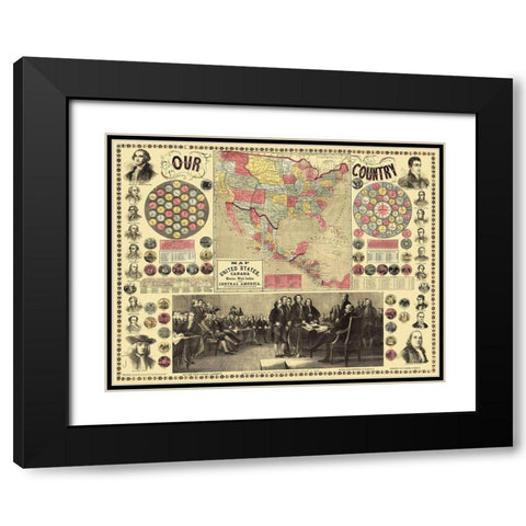 United States, Declaration Signing - Purley 1859 Black Modern Wood Framed Art Print with Double Matting by Purley
