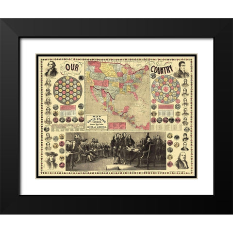 United States, Declaration Signing - Purley 1859 Black Modern Wood Framed Art Print with Double Matting by Purley