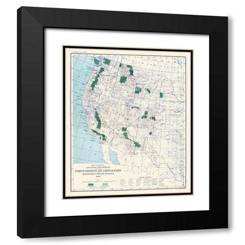 Western Forest Reserves, National Parks 1899 Black Modern Wood Framed Art Print with Double Matting by US Forest Serv