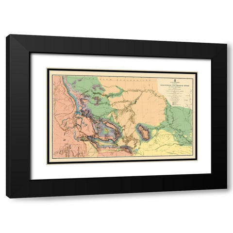 Yellowstone and Missouri River - War Dept 1859 Black Modern Wood Framed Art Print with Double Matting by War Dept