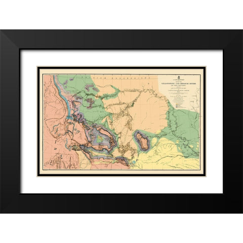 Yellowstone and Missouri River - War Dept 1859 Black Modern Wood Framed Art Print with Double Matting by War Dept