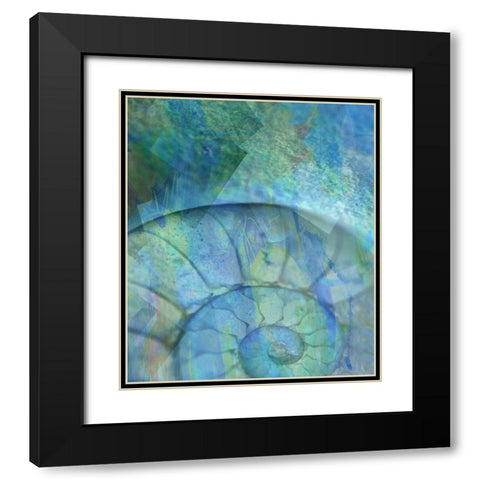 La Concha II Blue Black Modern Wood Framed Art Print with Double Matting by Bartola