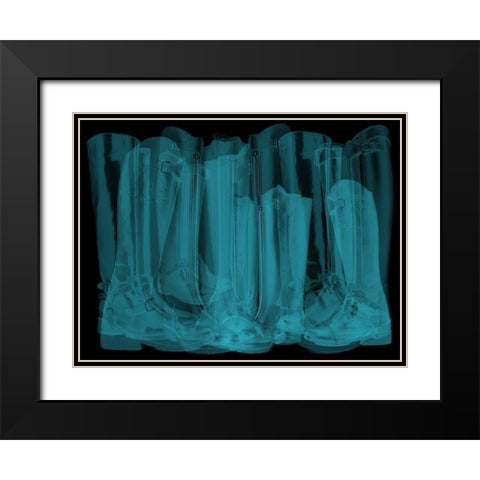 Polo Boots Blue Black Modern Wood Framed Art Print with Double Matting by Bartola