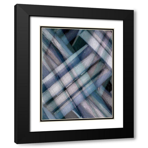 Weave Blue I Black Modern Wood Framed Art Print with Double Matting by Franklin