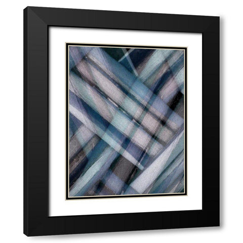 Weave Blue II Black Modern Wood Framed Art Print with Double Matting by Franklin