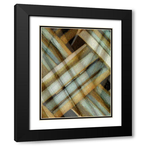 Weave Golden I Black Modern Wood Framed Art Print with Double Matting by Franklin