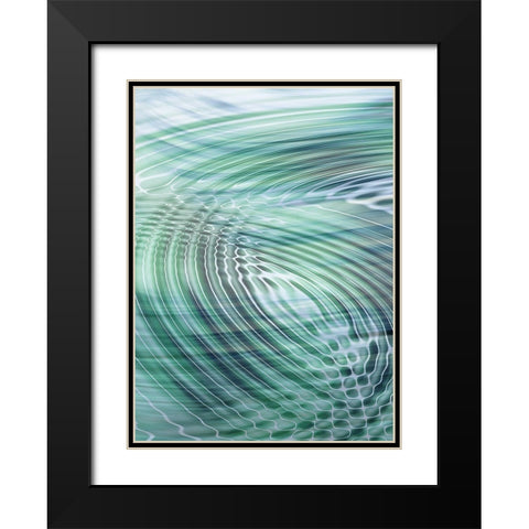 Movement II Teal Black Modern Wood Framed Art Print with Double Matting by Franklin