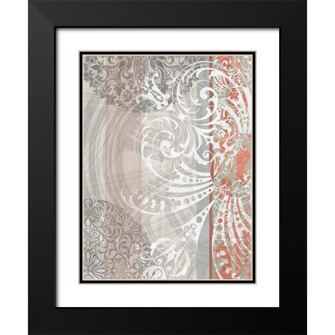 Patterns Coral II Black Modern Wood Framed Art Print with Double Matting by Franklin