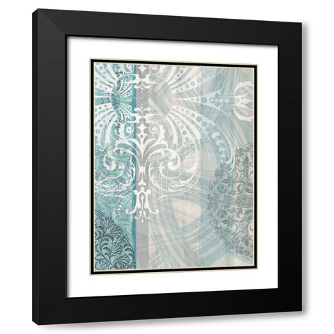 Patterns Teal I Black Modern Wood Framed Art Print with Double Matting by Franklin
