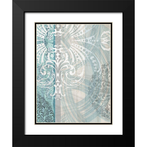 Patterns Teal I Black Modern Wood Framed Art Print with Double Matting by Franklin