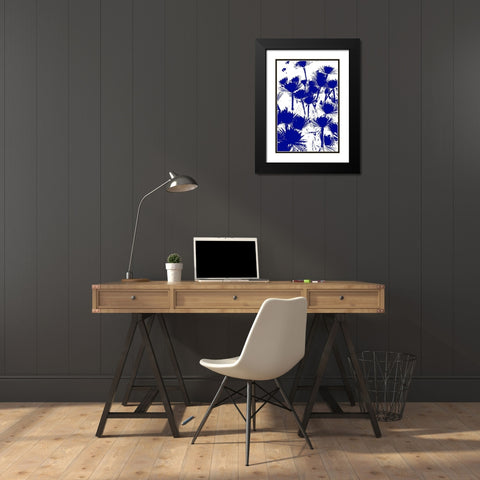 Bloomin Blue II Black Modern Wood Framed Art Print with Double Matting by Simons
