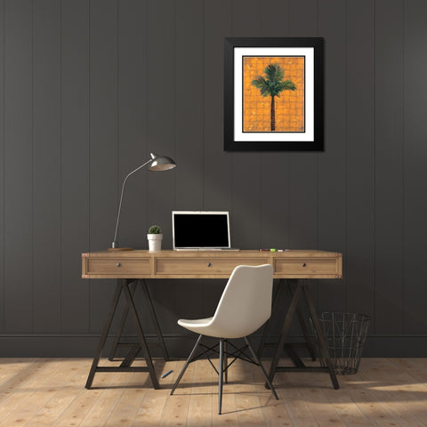 Fiesta Palm Amber Black Modern Wood Framed Art Print with Double Matting by Simons