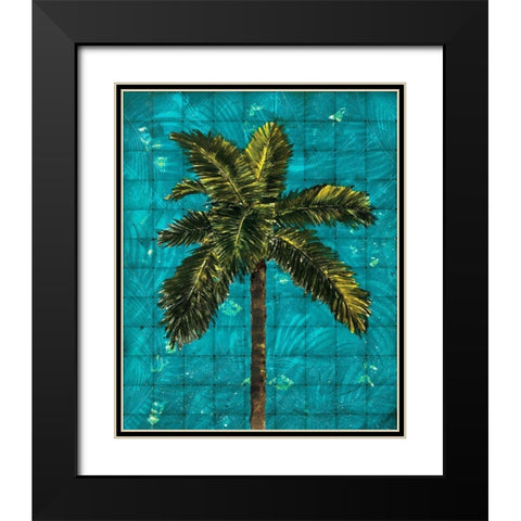 Fiesta Palm Turquoise Black Modern Wood Framed Art Print with Double Matting by Simons